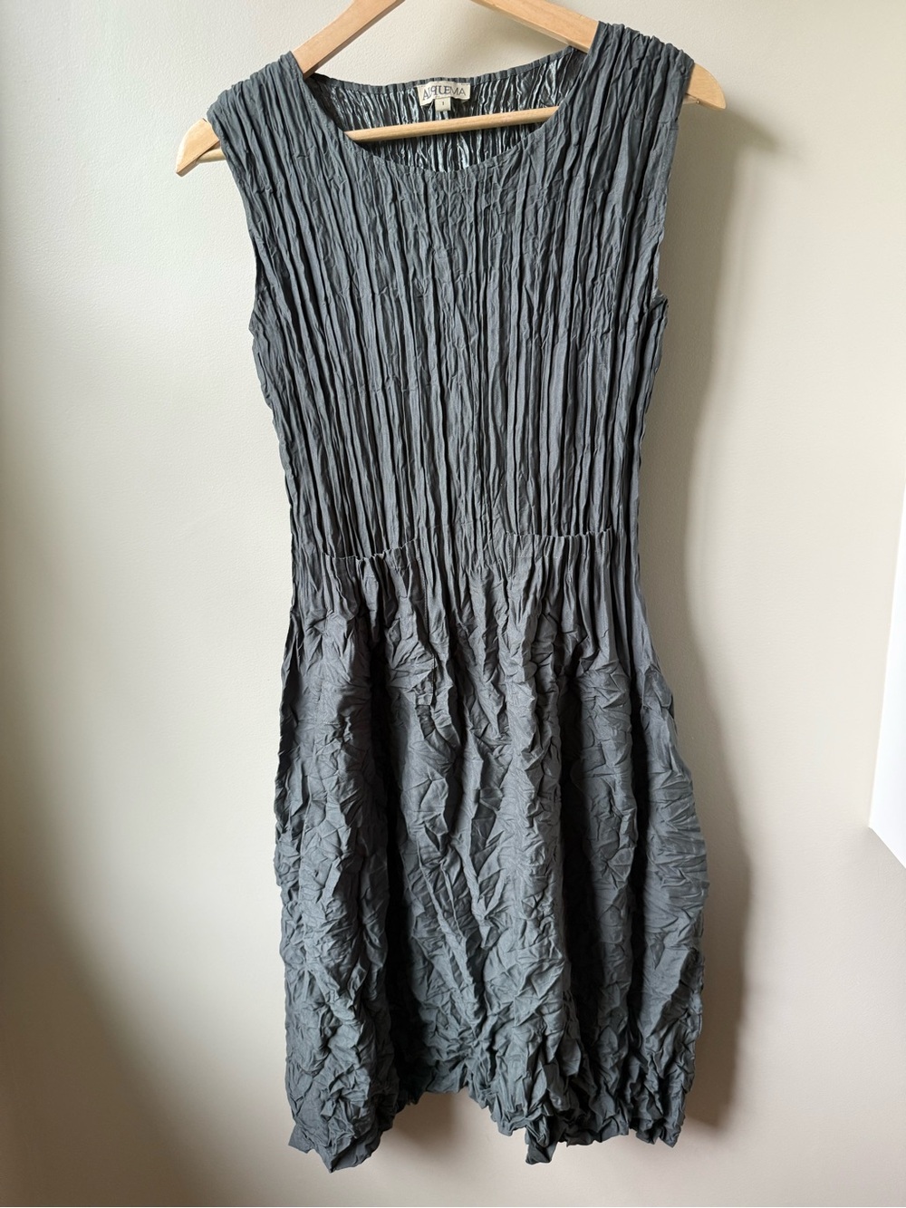 ALQUEMA Smash Pocket Dress Sleeveless Textured Crinkle Plisse Art To Wear 1